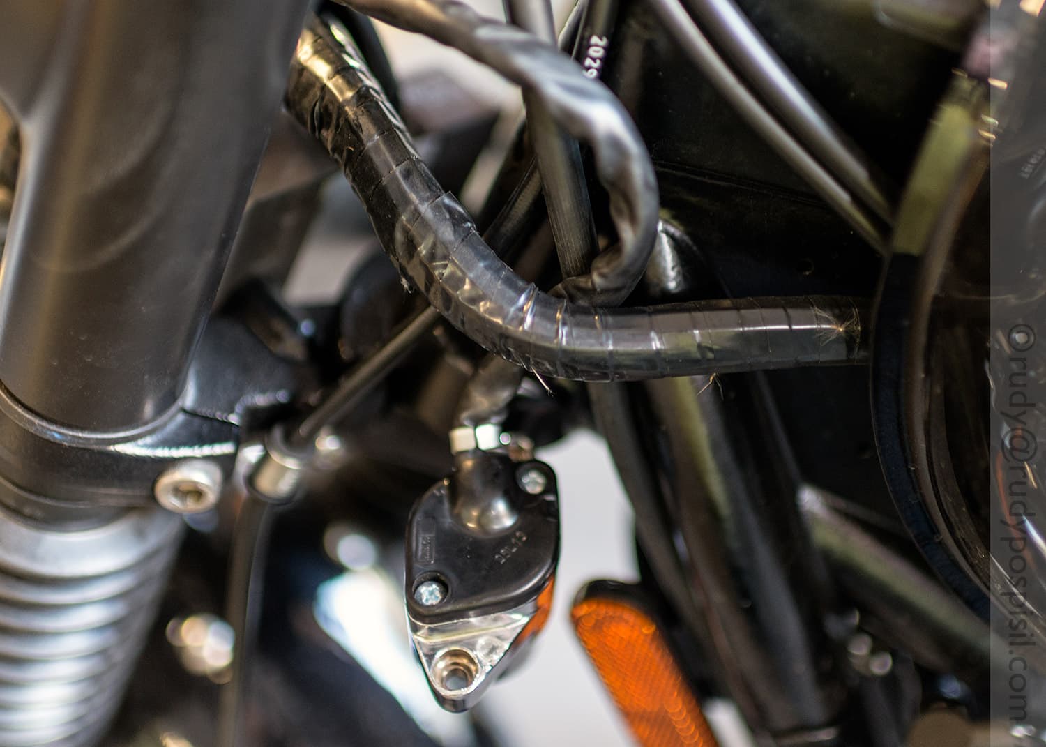 Back of an ignition switch for a Triumph Bonneville T100. Bonnie Cafe.