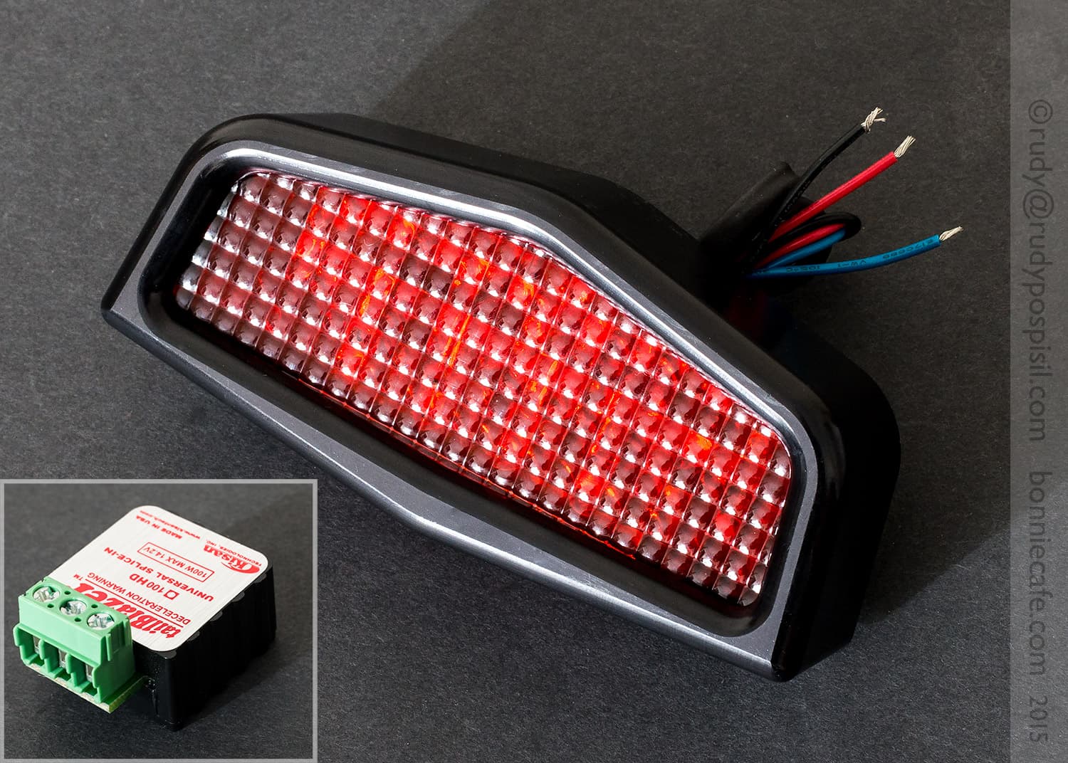 BONNIE MOD #19 Joker Machine LED Lucas Tail Light & Kisan Tailblazer Brake Light Modulator